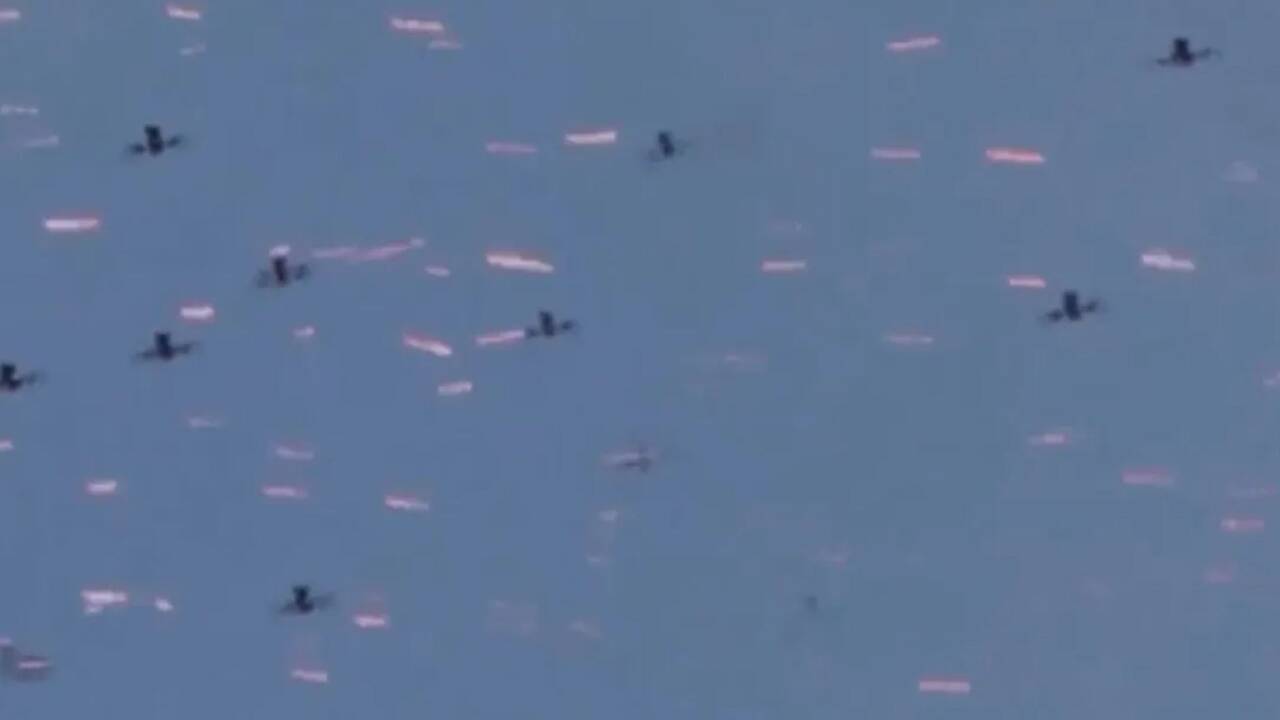 Incredible moment South Korea uses LASER CANNONS to shoot down 50-drone swarm in live military drills