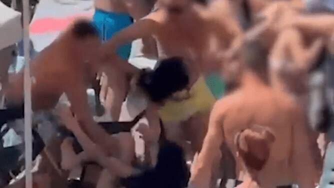 Horror moment Brit girl, 13, is punched in face by Spanish yob & has &lsquo;nose broken&rsquo; as huge brawl erupts at hols resort